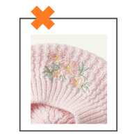 Kinder baret roze met geborduurde bloemen